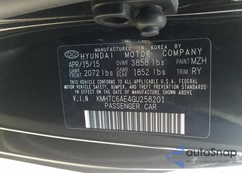 2016 Hyundai Veloster Turbo from USA, damaged, VIN KMHTC6AE4GU258201